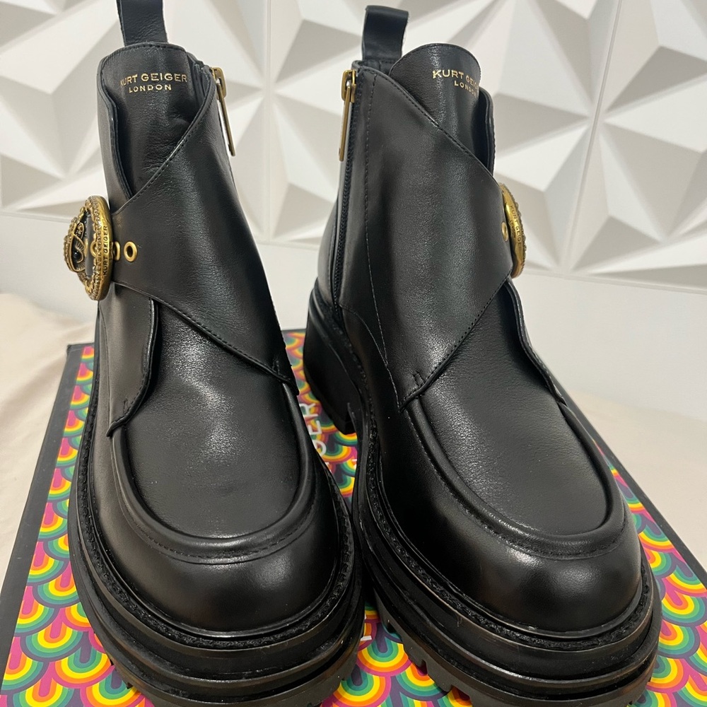 Kurt Geiger MayFair Chunky Boot Black Leather - Picture 4 of 11